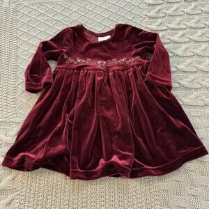Perfectly Dressed Maroon Velvet Beaded Dress ~ 12M